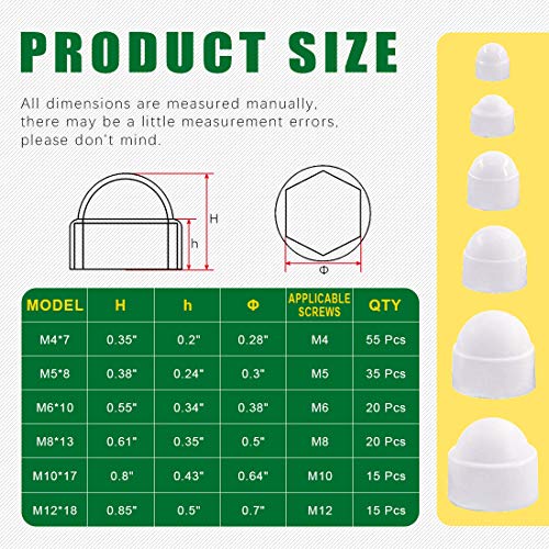 Keadic 160Pcs Bolt Covers Screw Caps Plastic Nut Assortment Kit with Organizer Box - Image 2