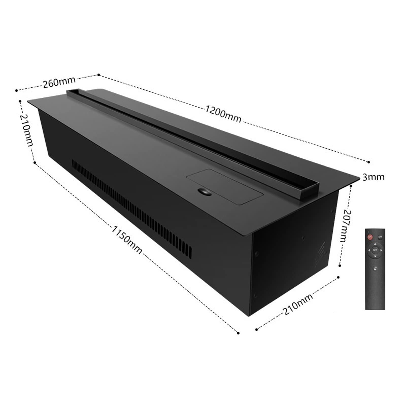 Camino Elettrico Simulazione 3D Fiamma del camino elettrico Decorazione for la casa camino a vapore con telecomando e pulsanti nascosti Inserto Per Camino (Size : L 120cm)