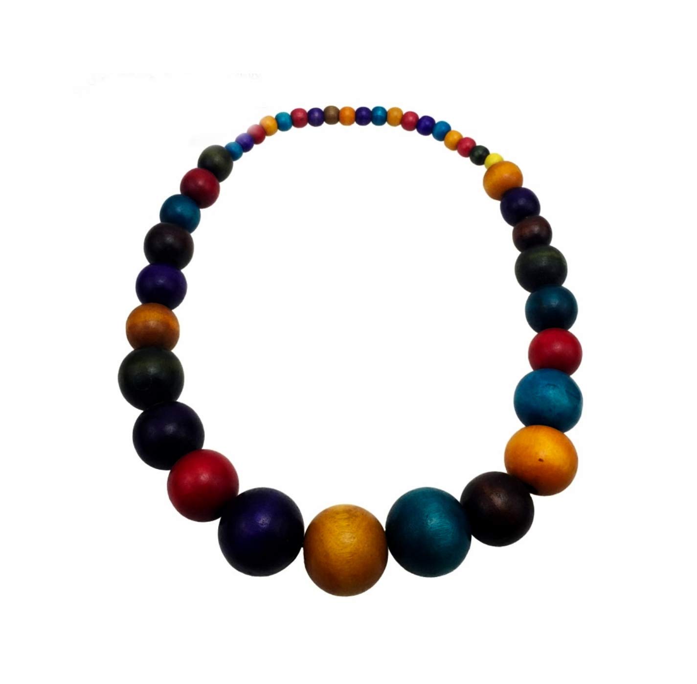 Nataliya African Bead Jewelry Set (Colorful Round Handmade Wood Bead)