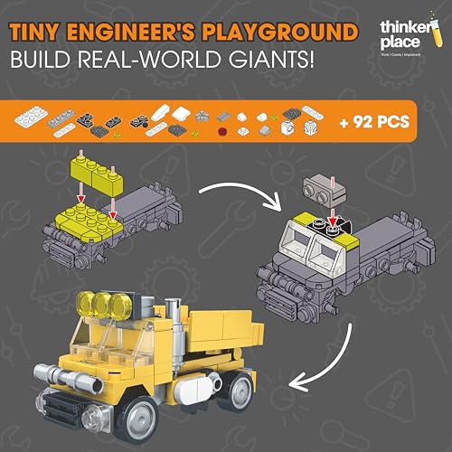 Image of STEM Construction Vehicle Building Blocks Set (92 Pcs) | DIY Dump Truck Toy for Kids 7+ Years (Boys & Girls) | Educational Engineering Toy | Creativity & Problem Solving