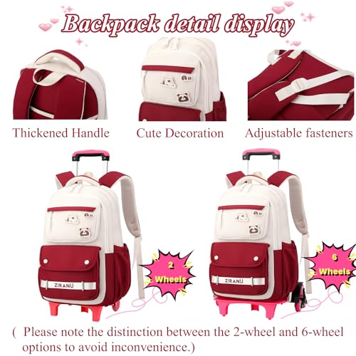EKUIZAI Trolley Backpack for Girls Middle Kids School Bags with Wheels Rolling School Bags for Teen Girls4