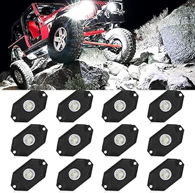 OPL5 Led Rock Lights Kits, Waterproof 6000K Pure White 12 Pods LED Neon Light for Truck Boat Car ATV UTV High Power Trail Fender Lighting (12 Pods White)