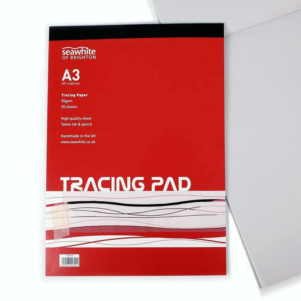 Seawhite White Sea - A3 Tracing Pad - 90 Gsm - 30 Sheets High Quality - Semi-Transparent Paper - Suitable For Pencils And Ink Pens - Ideal For Students And Professional Artists