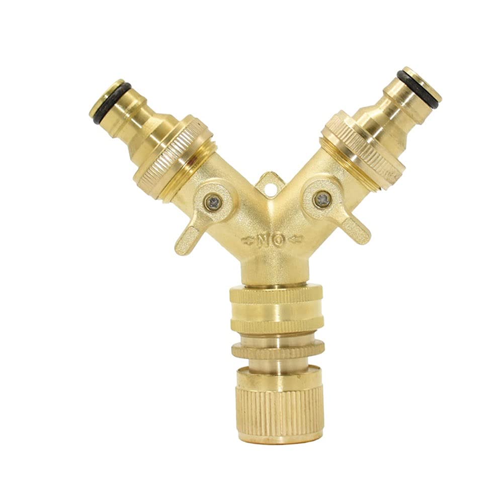 Btgpmwld Women's Style D Hose Splitter 2 Way, Brass 3/4 In To 2-Way 5/8 In Nipple Male Y Garden Hose Splitter