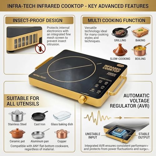 Image of Desidiya IInfrared Induction Stove | Induction Cooktop 2500w Feather Touch Control | 4 Preset Menus | Auto Cut-Off | Power Saving Induction Stove | Digital Display