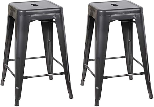 Miniatura 297 de GIA Taburete de mostrador sin respaldo de 24 pulgadas, cantidad de 4, bronce con asiento de madera clara Negro -,Café,Gris,gris, (Gun