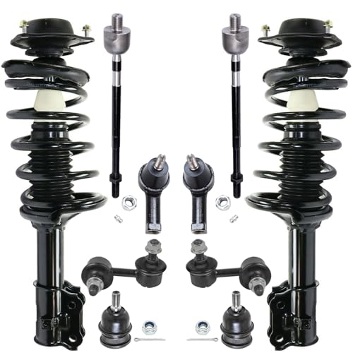 Image of Detroit Axle - Front Struts Suspension Kit for Hyundai 2000-2005 Accent, 2 Struts Coil Spring 4 Outer Inner Tie Rods 2 Sway Bars 2 Lower Ball Joints 2001 2002 2003 2004 Replacement