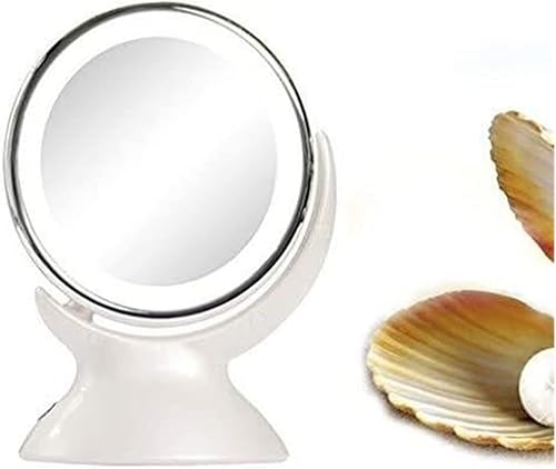 DHAEY Lighted Makeup Mirror, 6.49 Inch Double-Sided Vanity Mirror with Adjustable Natural LED Light, 5X Magnifying Mirror with Stand