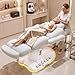 Oakvera Fully Electric Massage Table with 3 Motors, Professional Esthetician Bed with LED Light, Height, Length & Angle Adjustable Beauty Spa Bed for Facial & Medical, Stool Included, White