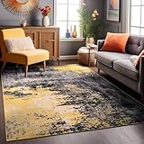 Rugshop Contemporary Abstract Splash Non Shedding Soft Ideal for Living Room,Bedroom,Kitchen Area Rug 5' x 7' Yellow