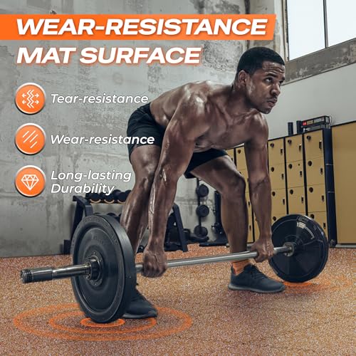 Image of SUPERJARE 0.56'' Thick 24 Sq Ft Rubber Top Gym Flooring for Home Gym