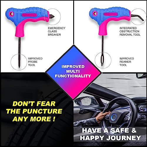 Image of amiciAuto Universal Tubeless Tyre Puncture Repair Kit with 2 in 1 Reamer tool for Tubeless Tyre with Premium Storage Bag for Car, Bike, SUV, & Motorcycle