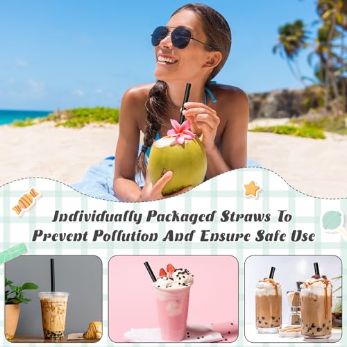 400 pitillos jumbo negros para smoothie y bubble tea miniatura 6