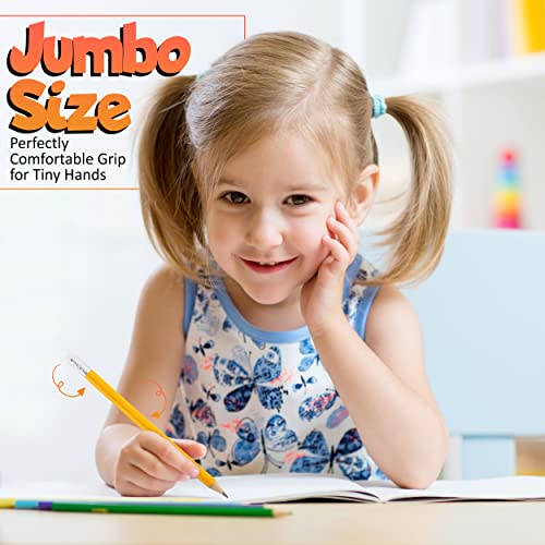 Emraw Pre Sharpened Round Primary Size No 2 Jumbo Pencils For Preschoolers, Elementary Kids - Pack Of 8 Premium Fat Pencils #TOP6