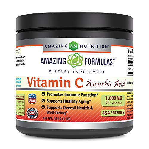 Amazing Formulas Vitamin C Ascorbic Acid Dietary Supplement - 1 Lb. Powder (Approx. 454 Servings) - Provides Immune & Healthy Aging Support