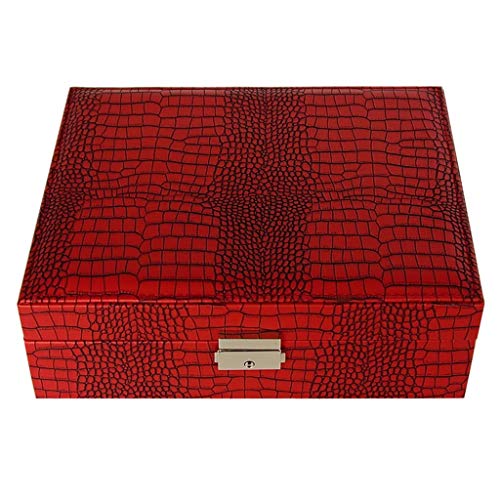 Preisvergleich Produktbild Aufbewahrung Uhrenbox Haushalt Uhranzeigenbehälter Box Multi-Funktions-Schmuck-Kollektion Box Halskette Aufbewahrungsbox Geschenk (Color : Red, Size : 23.8 * 19 * 8cm)