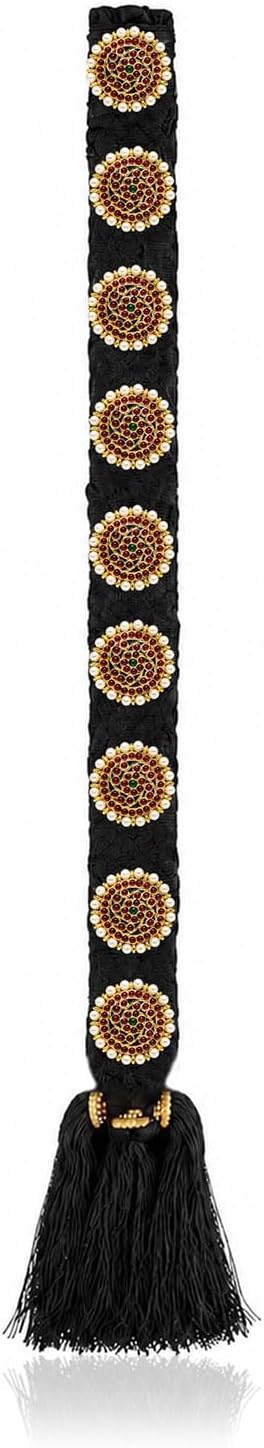 Ready Choti Jada Billalu Set Hair Ornaments Full Moon Bharatanatyam Kuchipudi Classical Dance Jewellery For Women - Black