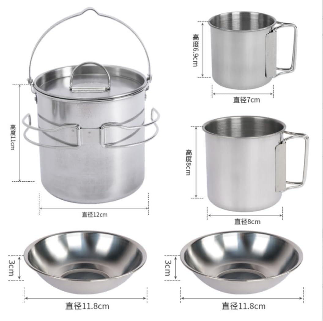 Camping Kochgeschirr Outdoor Camping Geschirr Edelstahl Hängen Topf Camping Tasse Camping Kochgeschirr Suppe Kaffee Topf Tragbare Wandern Trekking