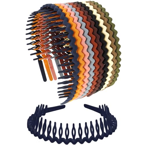 FASOTY 10pcs Plastic Headbands Teeth Comb Headband Non Slip, Fashion Womens Headbands Girls, Wavy Headband with Teeth, Head Bands Hair Accessories