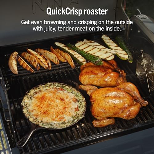 Image of Ninja FlexFlame Grill and Smoker | Electric and Propane Grill, Roaster, BBQ Grill | 5-in-1 Cooking System | 3 Burner | Digital Control | Outdoor Cooking, Griddle, Pizza Maker | Blue | PG301BL