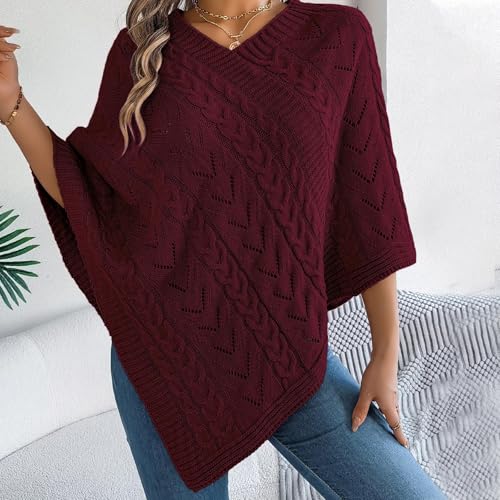 Poncho Cape Shawl Wrap Cardigan for Women Cable Knit Crochet Shawl Wraps Lightweight Pullover Sweater Jumper Top4