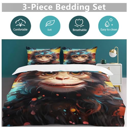 Parure de lit singe en microfibre douce pour chambre parentale