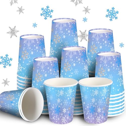Amazon.com: 100 Pcs 9oz Christmas Snowflake Paper Cups Disposable Hot ...