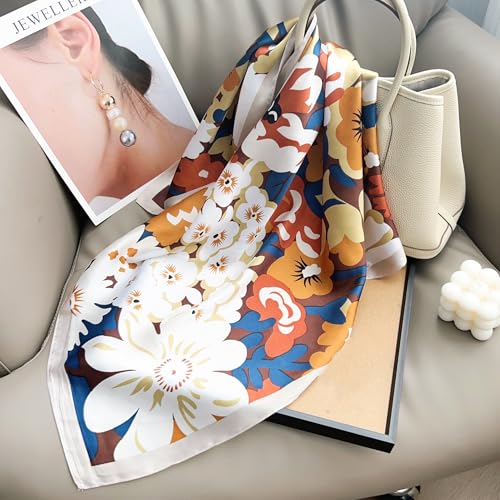 Image of Printed Poly Silken feel Scarf Stole for Women | Stylish, Soft, & Lightweight | Satin Feel Neck Scarf, Hair Scarf, Head Scarf for Women