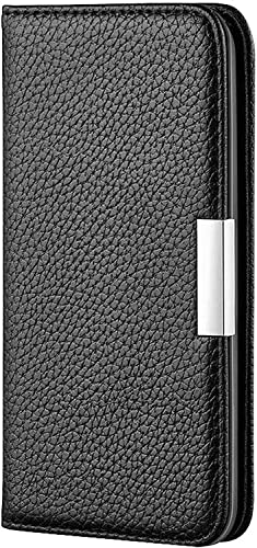 Étui portefeuille iPhone 14 Plus étui cuir à rabat noir 6,7" avec porte-carte magnétique
