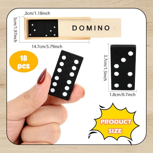 Set clásico de dominó de madera mini 18 piezas miniatura 2