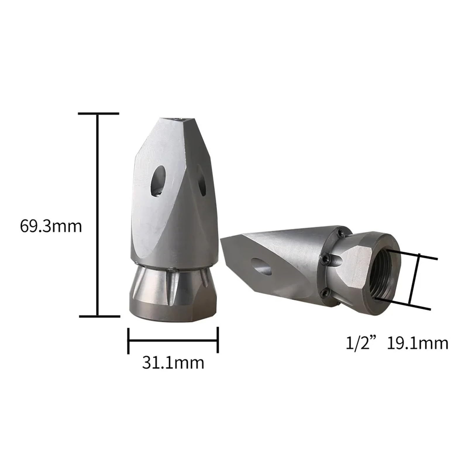 Mini boquilla de alcantarillado para manguera, acero inoxidable | Boquilla de agua para limpieza de manguera, chorro de drenaje y mantenimiento de desague