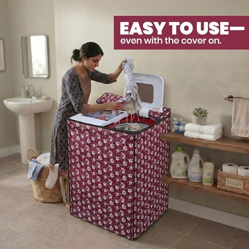Image of DREAM CARE Waterproof & Dustproof Washing Machine Cover Top Load & Semi Automatic Suitable for 7 kg, 7.2 kg, 7.5 kg (83 x 95 x 51 cms)