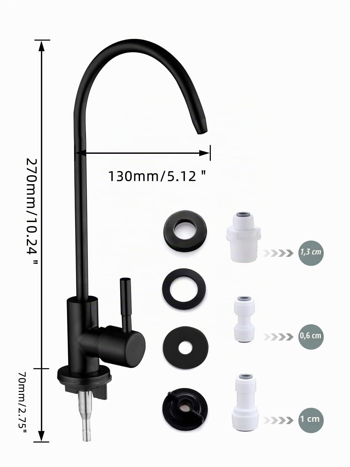 Robinet d'eau potable noir mat, filtre à eau sans plomb, facile à installer pour évier de cuisine et bar