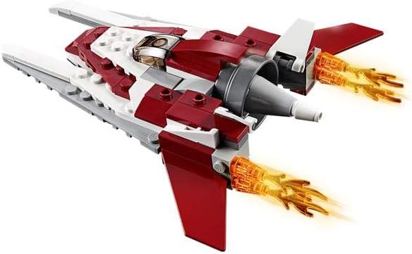 31086 Creator Futuristic Flyer, Space and Robot 3 in 1 Building Set, Vehicle Toys for Kids 7 Years Old and Older