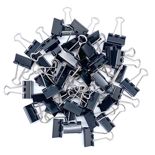 50Pcs Black Binder Clips, Paper Binder Clips Medium Size, Metal Fold Back Clips with Box for Office, School and Home Supplies image 6