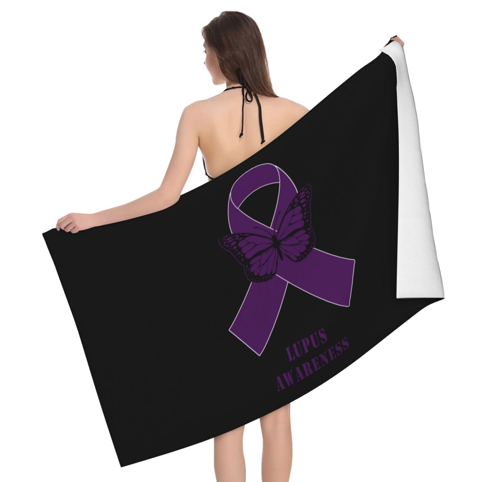 HLBSDM Microfiber Lupus Awareness Beach Towel Quick Dry Soft Sand Free Beach Towels for Pool Swim Beach Lightweight Thin Towels
