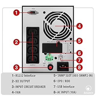 Atlantis A03-OP1002 UPS OnLine Gruppo di Continuità Server Doppia conversione Onda Sinusoidale Pura 1000VA 900W, Tower, display LCD, USB, seriale RS-232, 4 uscite IEC, porta EPO, slot SNMP, 2x12V-9Ah