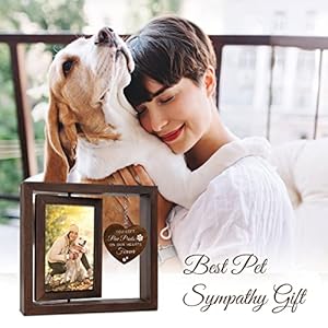 Dog memorial gifts for loss of dog  rotating wooden picture frame for 4×6 photo  pet memorial gifts for dog cat  dog loss sympathy bereavement remembrance gift   cucciolini doodles