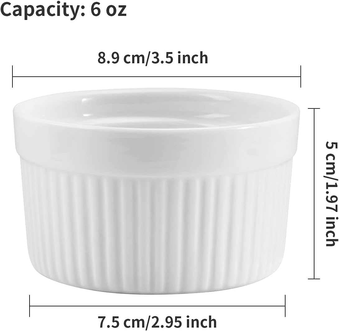 6 OZ Ramekin Bowls, SGAOFIEE 12 Pack Ramekins for Creme Brulee Porcelain Ramekins Oven Safe, Custard Cups for Baking, Dipping Sauces Ramekin, Creme Brulee and Ice Cream: Home & Kitchen