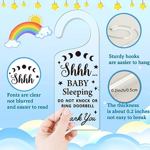 Image of CHGCRAFT 2Pack Baby Sleeping Door Hanger - Acrylic Notice Cute Baby Room Sign Decorations for Home, Living Room, Bedroom, Kindergarten - Gift for Parents