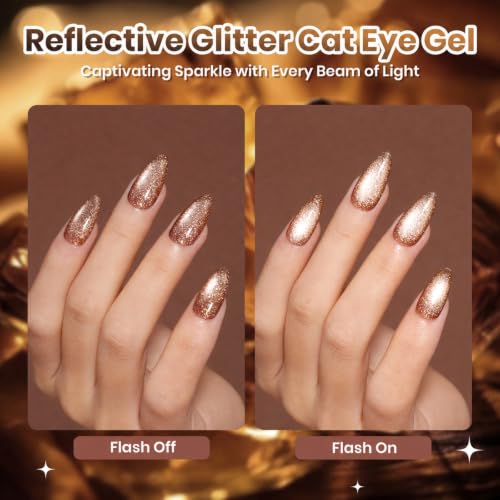 Image of Beetles Brown Gel Nail Polish Set, 6 Colors Nude Beige Coffee Black | with Rose Gold Magnetic Cat Eye&Magnet, UV LED Soak Off Fall Winter Neutral Manicure Kit