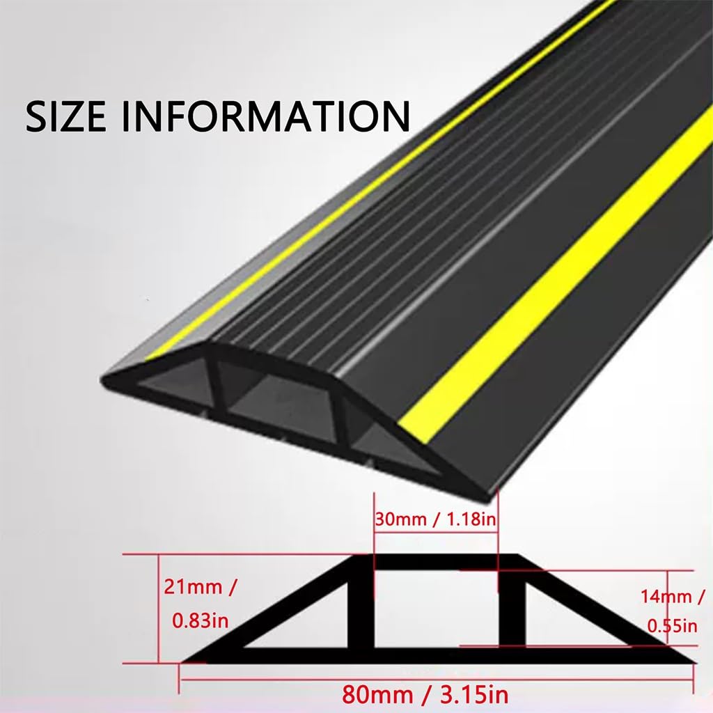 Cable Coverfloor, Línea De Seguridad Amarilla, Ocultar, Almacenar El Protector De Cable De Alimentación De Suelo, Incluye Cinta Adhesiva De Doble Cara Acrílica(2m)