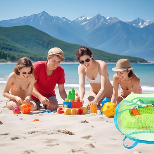Large Mesh Beach Sand Bag, Extra Large Beach Storage Bags, Foldable Lightweight Mesh Net Pool Storage Bag, Waterproof Sandproof Tote (15 × 9 × 14 in)3