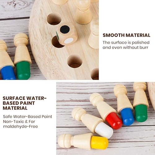 Image of WUDLY Wooden Chess Game for Kids 3-10 Years, Educational Brain Development Puzzle Toy, Memory Matching Board Game, Colorful Match Stick Chess for Boys, Girls & Adults, Eco-Friendly Indoor Games