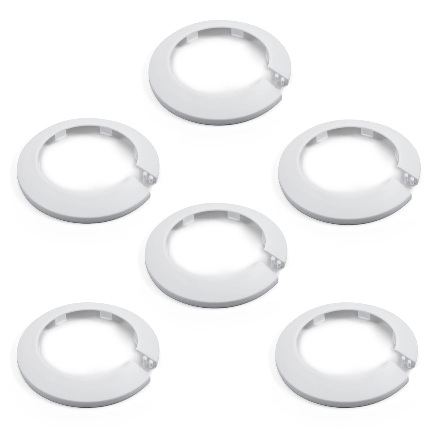 MroMax Fit 2.95" Outer Diameter Flange Water Pipe Cover Decoration White Pipe Cover Radiator PP Plastic 75mm Escutcheon Collar for Wall Pipe Tube Decoration 6Pcs