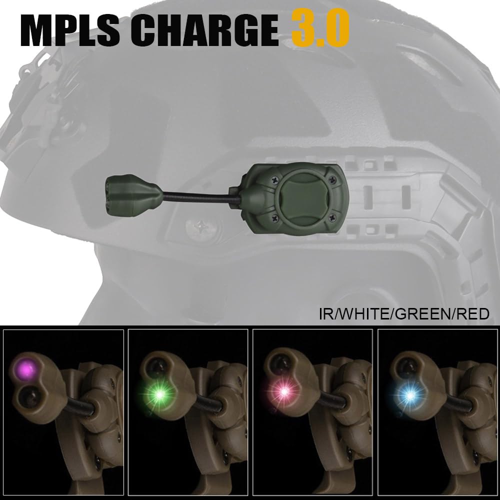 Lampada tattica for casco MPLS CHARGE 3.04 Modalità Rosso Verde Bianco IR LED Lampada Torcia Elettrica Faro a Risparmio Energetico