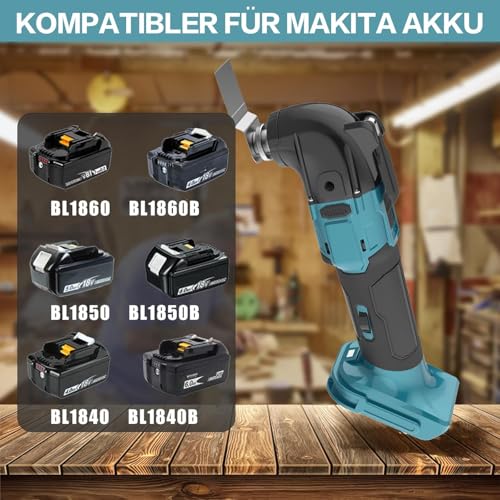 Akku-Multitool,multifunktionswerkzeug Akku für Makita 18V Akku, Werkzeugloser Zubehörwechsel,6 Geschwindigkeitsstufen, Anti-Vibrationsgriff,8500-21000RPM,22 Zubehör(inc 2 3.0Ah akkus) – Bild 8