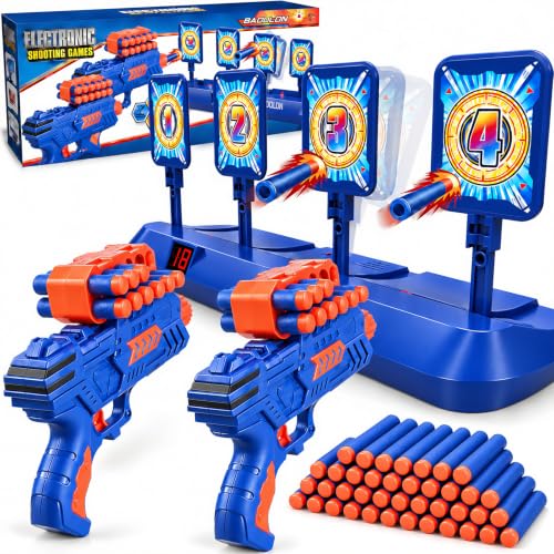 BAODLON Digital Shooting Targets with Foam Dart Toy Gun, Electronic Scoring Auto Reset 4 Targets, Shooting Game Toys Gifts for Age of 5, 6, 7, 8, 9, 10+ Years Old Kids, Boys, Compatible with 2 Toy Gun