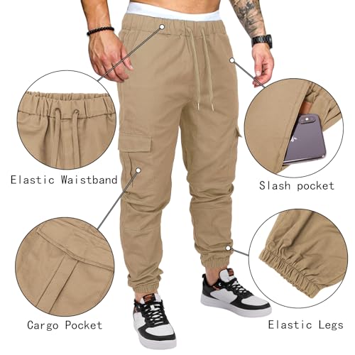 OUTSON Calça cargo masculina fashion joggers casual algodão calça de moletom calça de moletom mascul