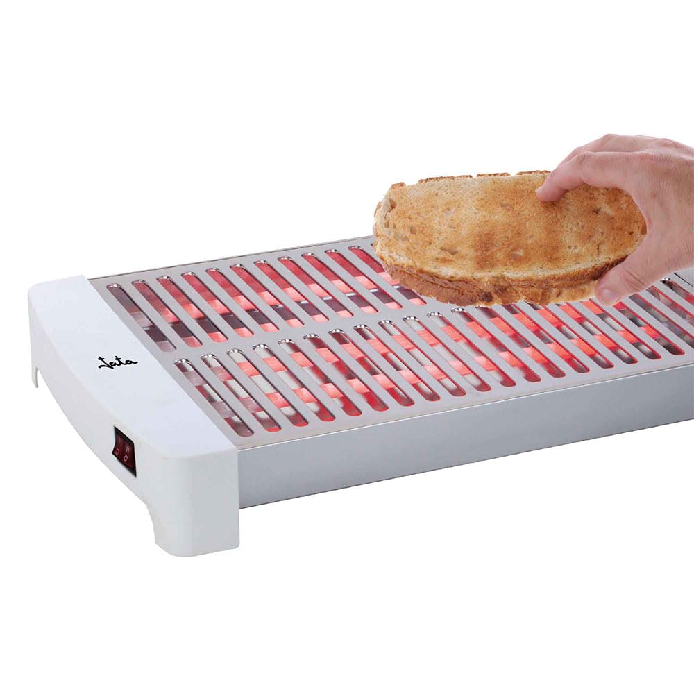 JATA TT5016 - Tostadora Horizontal 1000 W con Parrilla XXL 35x25 cm, 5 Resistencias de Cuarzo, 3 Niveles de Potencia, Acero Inoxidable, Bandeja Recogemigas